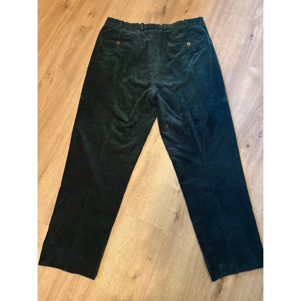 Brooks Brothers Elliot Corduroy Pants 36x31 Forest Green Wide-Wale Pleated